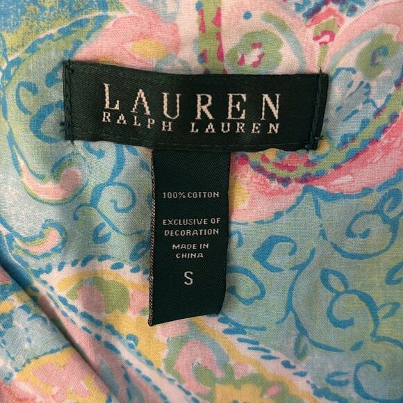 Lauren Ralph Lauren Pastel Paisley Print Sleep Shirt Button Front Size Small - Picture 9 of 10